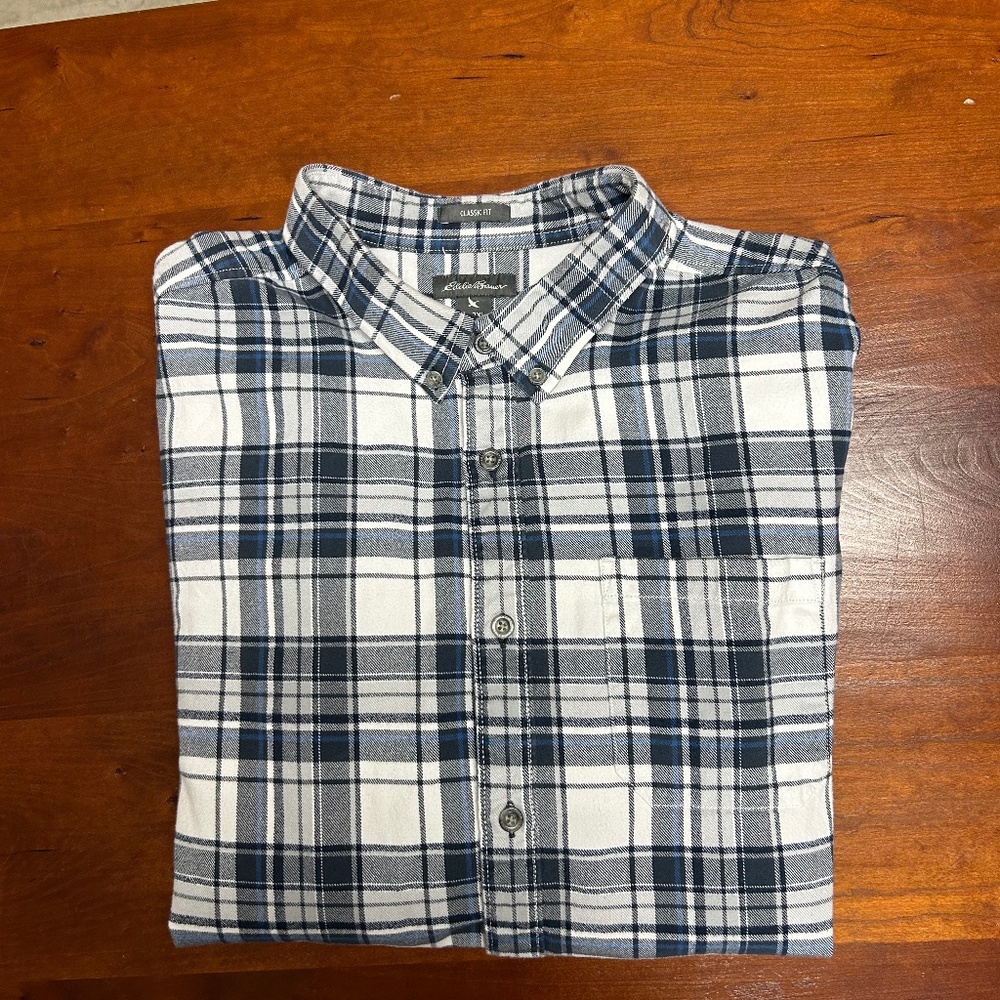 Eddie Bauer Blue plaid Flannel Shirt